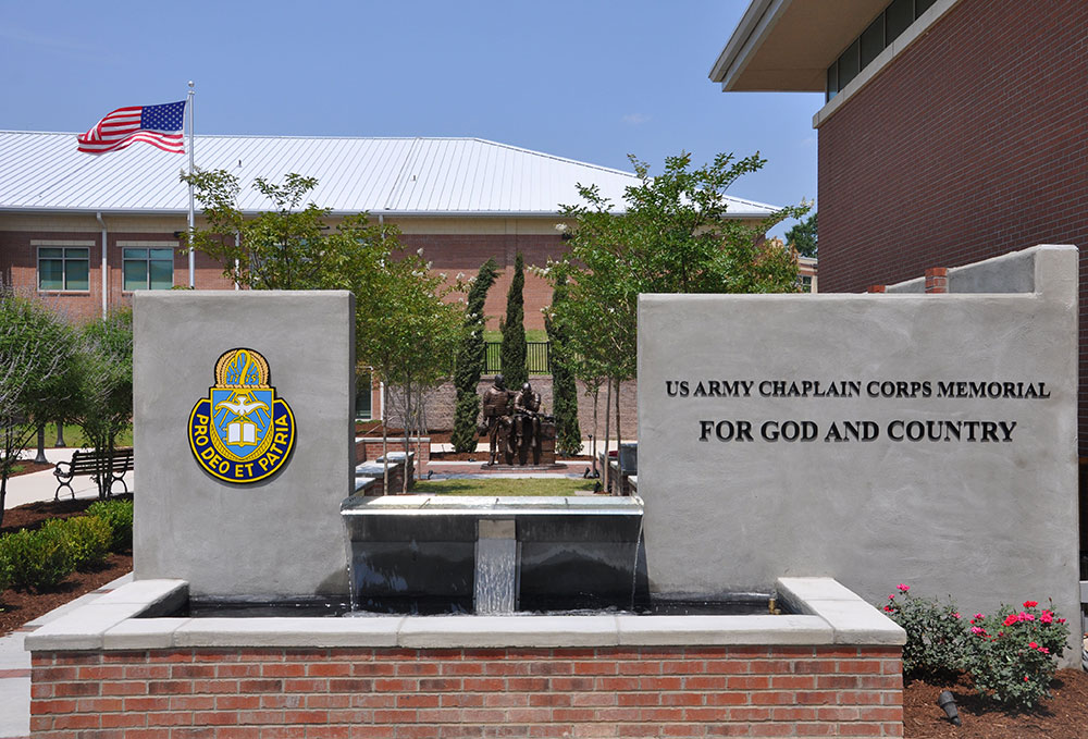 US Army Chaplain Corps Memorial fountain.